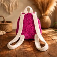 Image 3 of Pink and White granny square backpack
