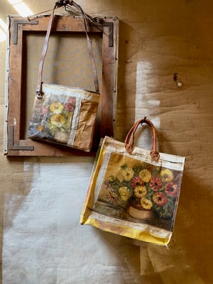 Image of one of a kind painting bag - bloemen