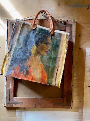 Image of one of a kind painting bag - blooms of lucia