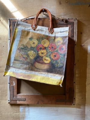Image of one of a kind painting bag - blooms of lucia