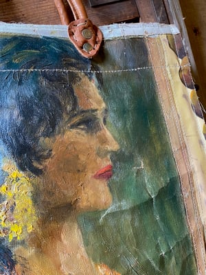 Image of one of a kind painting bag - blooms of lucia