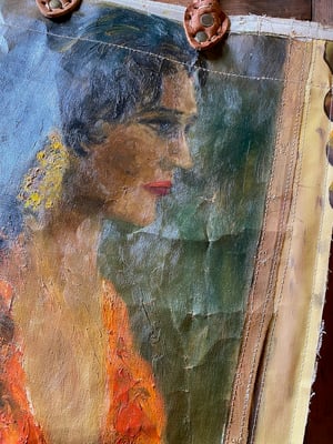 Image of one of a kind painting bag - blooms of lucia