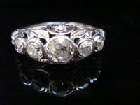 Image 1 of ORNATE ART DECO 18CT  5 STONE OLD CUT 0.80CT DIAMOND RING