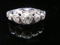 Image 2 of ORNATE ART DECO 18CT  5 STONE OLD CUT 0.80CT DIAMOND RING