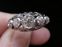 Image 4 of ORNATE ART DECO 18CT  5 STONE OLD CUT 0.80CT DIAMOND RING