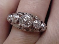 Image 7 of ORNATE ART DECO 18CT  5 STONE OLD CUT 0.80CT DIAMOND RING
