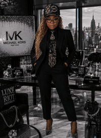 Image 2 of Black Luxe Cap and Tie Set