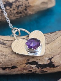 Image 8 of Ready to ship! Amethyst & Sterling Silver Heart Necklace 