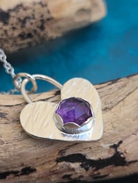 Image 9 of Ready to ship! Amethyst & Sterling Silver Heart Necklace 