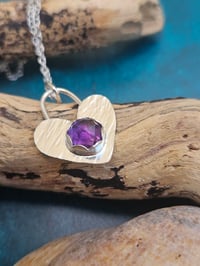 Image 11 of Ready to ship! Amethyst & Sterling Silver Heart Necklace 
