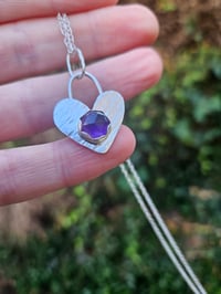Image 3 of Ready to ship! Amethyst & Sterling Silver Heart Necklace 