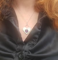 Image 10 of Ready to ship! Amethyst & Sterling Silver Heart Necklace 
