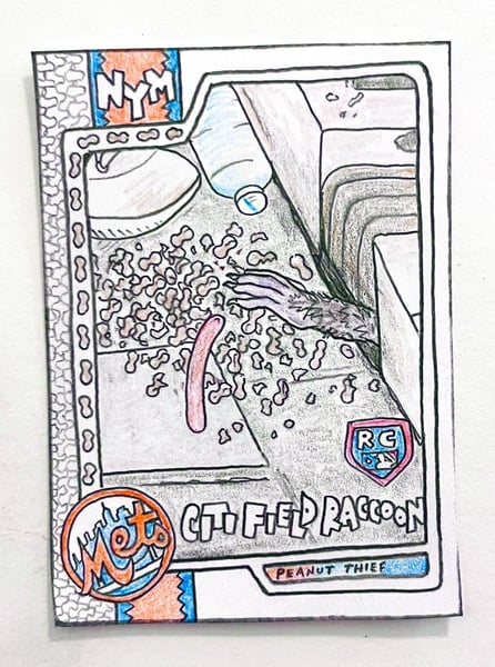 Image of Original pencil artwork—Citi Field Raccoon