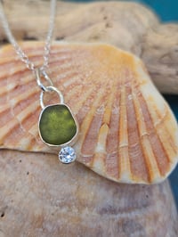 Image 8 of Ready to ship! Cornish Seaglass Necklace with cubic zirconia 