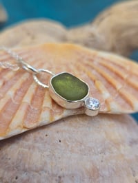 Image 10 of Ready to ship! Cornish Seaglass Necklace with cubic zirconia 