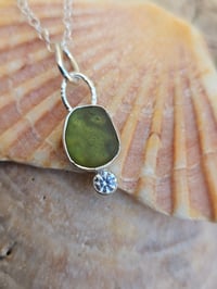 Image 4 of Ready to ship! Cornish Seaglass Necklace with cubic zirconia 