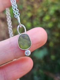 Image 2 of Ready to ship! Cornish Seaglass Necklace with cubic zirconia 