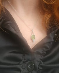 Image 3 of Ready to ship! Cornish Seaglass Necklace with cubic zirconia 