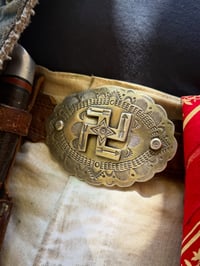Image 4 of WL&A Handmade Ingot Old Style Whirling Log Medicine Belt Buckle - Size 3.5" x 2.75"