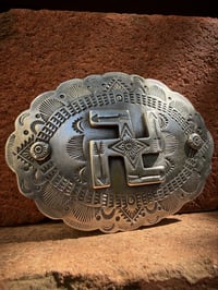 Image 2 of WL&A Handmade Ingot Old Style Whirling Log Medicine Belt Buckle - Size 3.5" x 2.75"