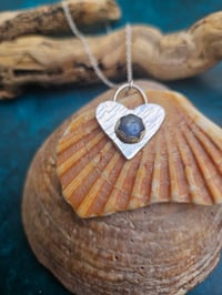 Image 8 of Ready to ship! Sterling Silver Heart & Kyanite Gemstone Necklace 