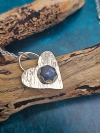 Image 4 of Ready to ship! Sterling Silver Heart & Kyanite Gemstone Necklace 