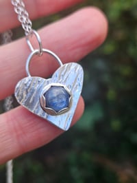 Image 7 of Ready to ship! Sterling Silver Heart & Kyanite Gemstone Necklace 