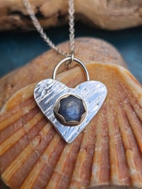Image 2 of Ready to ship! Sterling Silver Heart & Kyanite Gemstone Necklace 