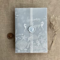 Image 4 of under the sea seascape printed vellum wrap for 5x7 cards PACK of 10