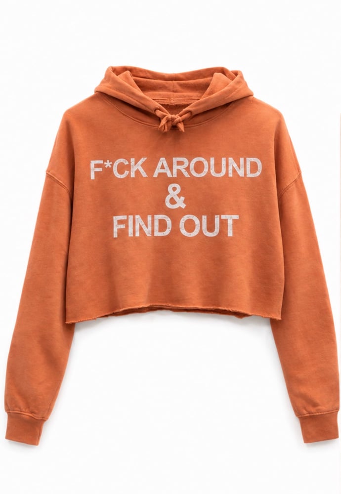 Image of F*ck Around and Find Out Women’s pink crop top hoodie
