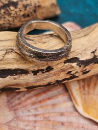 Image 10 of Ready to ship! Sandcast Sterling Silver Ring with organic texture - UK ring size O or US size 7.5 