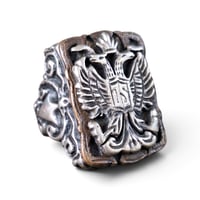 Image 1 of Vintage Silver Double-Headed Eagle 'Casa Prieto' Souvenir Ring, c. 1940s