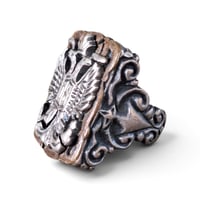 Image 3 of Vintage Silver Double-Headed Eagle 'Casa Prieto' Souvenir Ring, c. 1940s