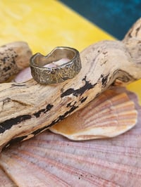 Image 1 of Thick textured oxidised sterling silver Ring - UK size P 
