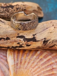 Image 2 of Thick textured oxidised sterling silver Ring - UK size P 
