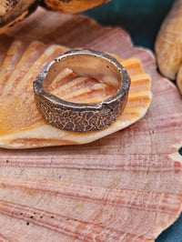 Image 6 of Thick textured oxidised sterling silver Ring - UK size P 