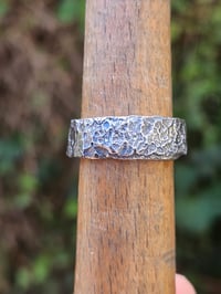 Image 5 of Thick textured oxidised sterling silver Ring - UK size P 