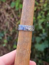 Image 11 of Thick textured oxidised sterling silver Ring - UK size P 