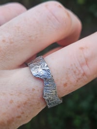 Image 12 of Thick textured oxidised sterling silver Ring - UK size P 