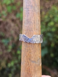 Image 8 of Thick textured oxidised sterling silver Ring - UK size P 