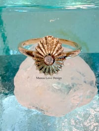 Image 1 of 14k solid gold diamond opihi shell ring