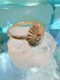 Image 2 of 14k solid gold diamond opihi shell ring