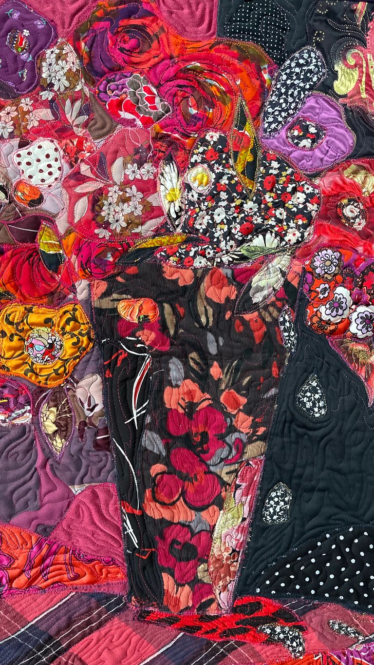 Noir Night - Floral Textile Wall Art, Dark Botanical Wall Decor, 69 x 62 cm Image 10