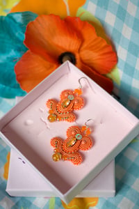 Image 1 of Miracle Earrings - Tangerine - Fermoirs Argent 925