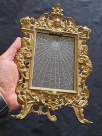 Image 1 of Beautiful Brass ornate vintage frame with real preserved web
