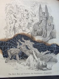 Image 4 of The Punishment - Devils -  1800's  Biblical Page & Preserved Web