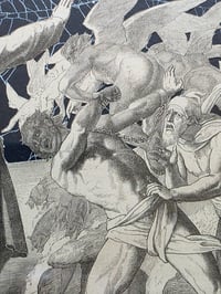 Image 4 of Jesus Casteth out many Devils -  1800's  Biblical Page & Preserved Web - Antique wooden frame