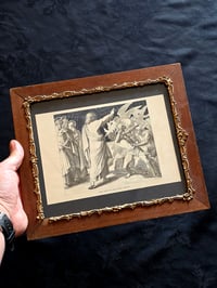 Image 1 of Jesus Casteth out many Devils -  1800's  Biblical Page & Preserved Web - Antique wooden frame