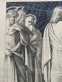 Image 6 of Jesus Casteth out many Devils -  1800's  Biblical Page & Preserved Web - Antique wooden frame