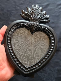 Image 1 of Gothic Black Heart ornate detail framed preserved web